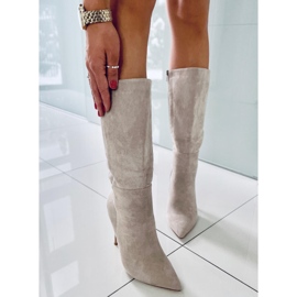 BM Bottes à talons hauts classiques en daim Marissa kaki beige 3