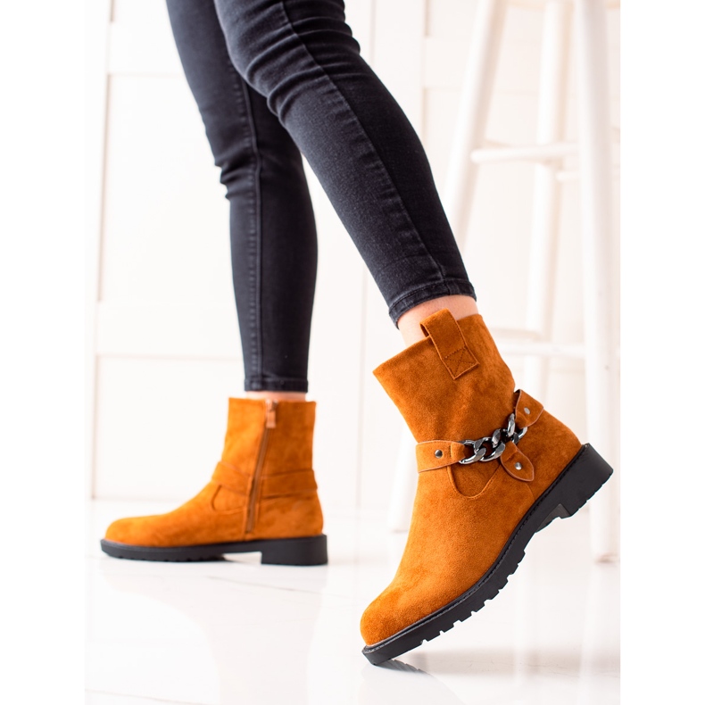 Weide Ouvriers en daim classiques orange 1