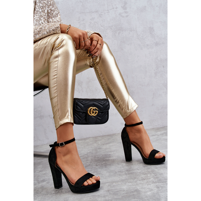 Sandales en daim sur talon spectaculaire noir 1