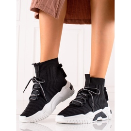TRENDI Baskets de mode avec une chaussette le noir 2