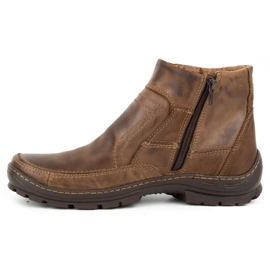 Olivier Bottes d'hiver en cuir pour hommes 354MP marron foncé brun 1