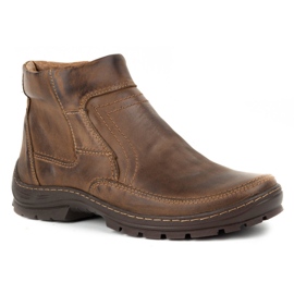 Olivier Bottes d'hiver en cuir pour hommes 354MP marron foncé brun 2
