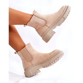 PS1 Bottines à enfiler en daim beige Lorea 5