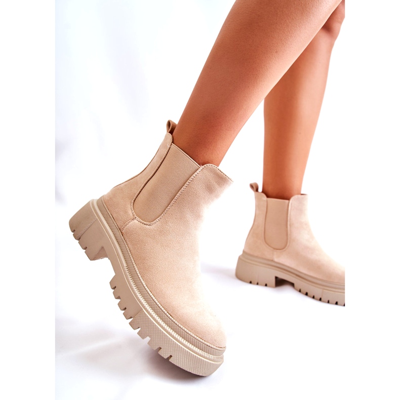 PS1 Bottines à enfiler en daim beige Lorea 2