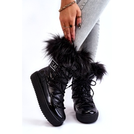 PM1 Bottes de neige à lacets pour femmes Noir Santero 3