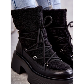 Bottes de neige pour femmes avec un manteau noir de mouton le noir 5