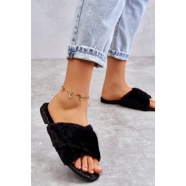 Talons Plats Pour Femmes Avec Fourrure Noir Lussie 2
