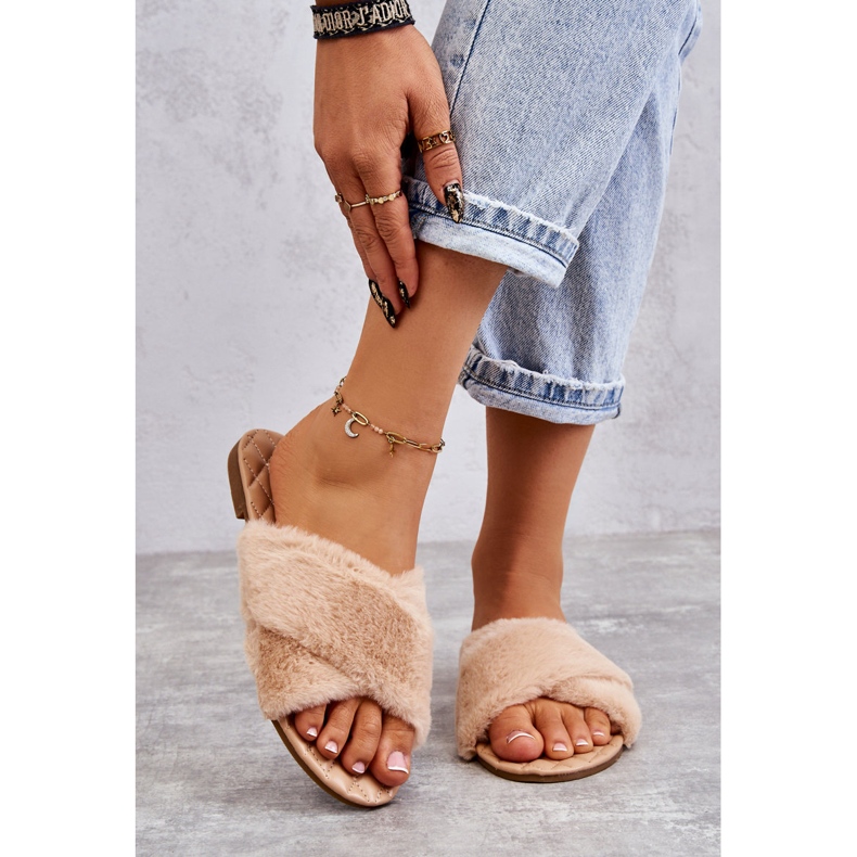 PA1 Talons plats pour femmes avec fourrure de Lussie nude beige 1