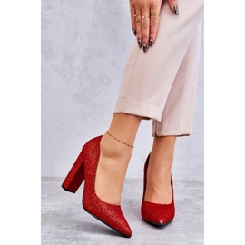 Escarpins brillants sur talon Elmira rouge 1