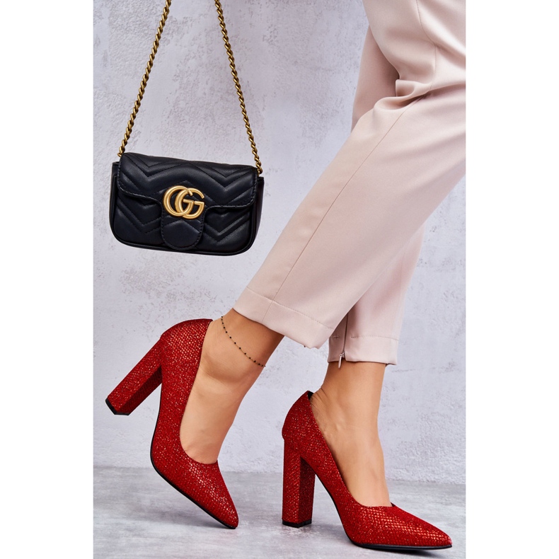 Escarpins brillants sur talon Elmira rouge 2