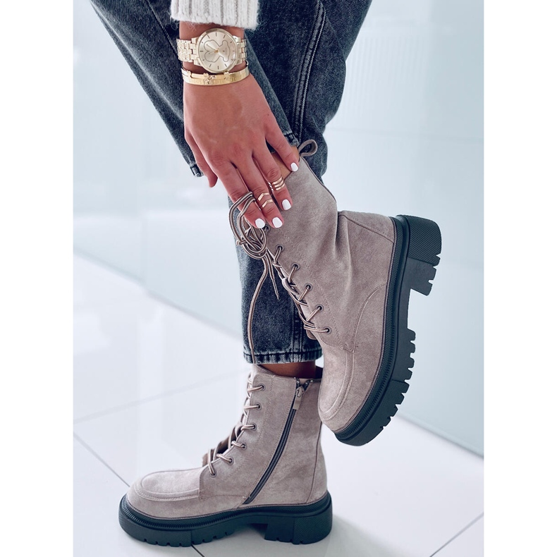 Bottines à lacets en daim Roisin Kaki beige 2