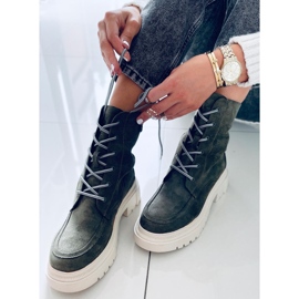 Boots à lacets en daim Vert Roisin 3
