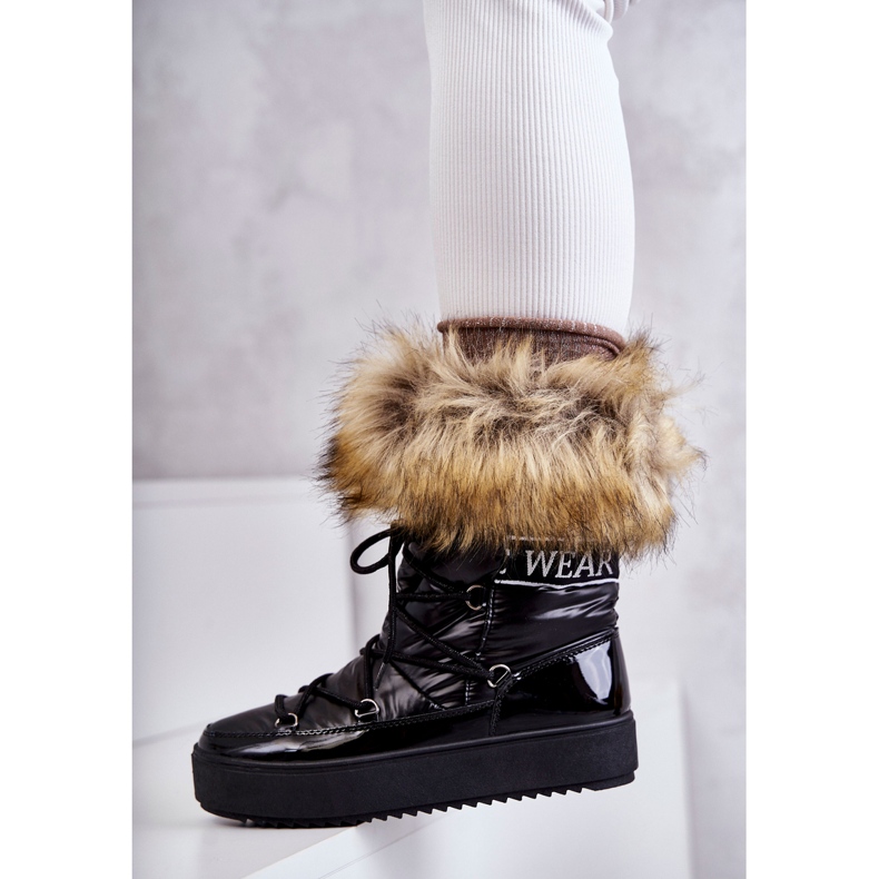 FM1 Bottes de neige à lacets pour femmes Noir Santero 3