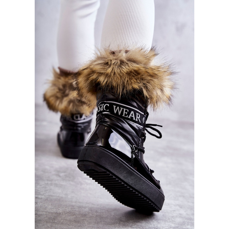 FM1 Bottes de neige à lacets pour femmes Noir Santero 2