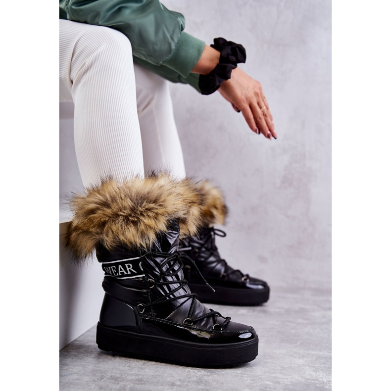 FM1 Bottes de neige à lacets pour femmes Noir Santero 4