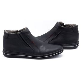 Polbut Chaussures en cuir masculin d'hiver 381 noir 4