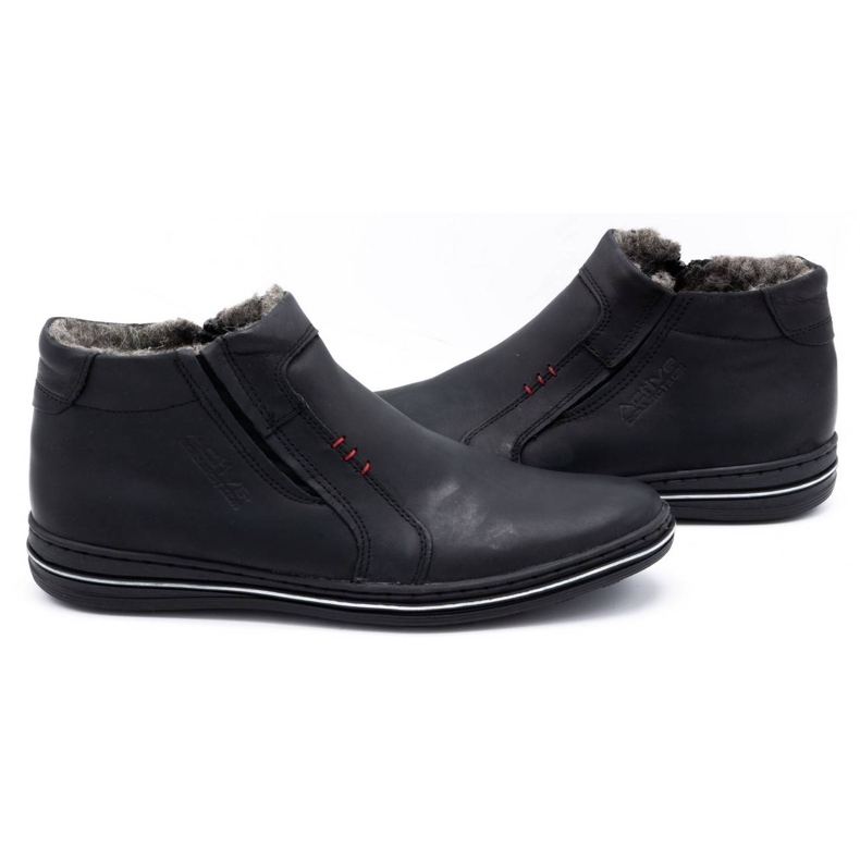 Polbut Chaussures en cuir masculin d'hiver 381 noir le noir 4