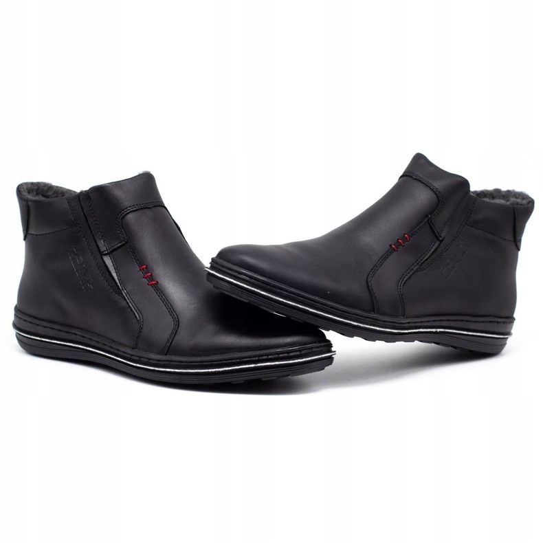 Polbut Chaussures en cuir masculin d'hiver 381 noir le noir 2
