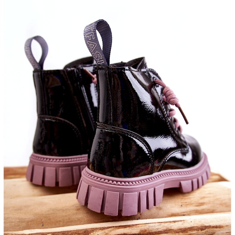 PA1 Bottines Heidi Warm Laquées Noires et Violettes le noir 4