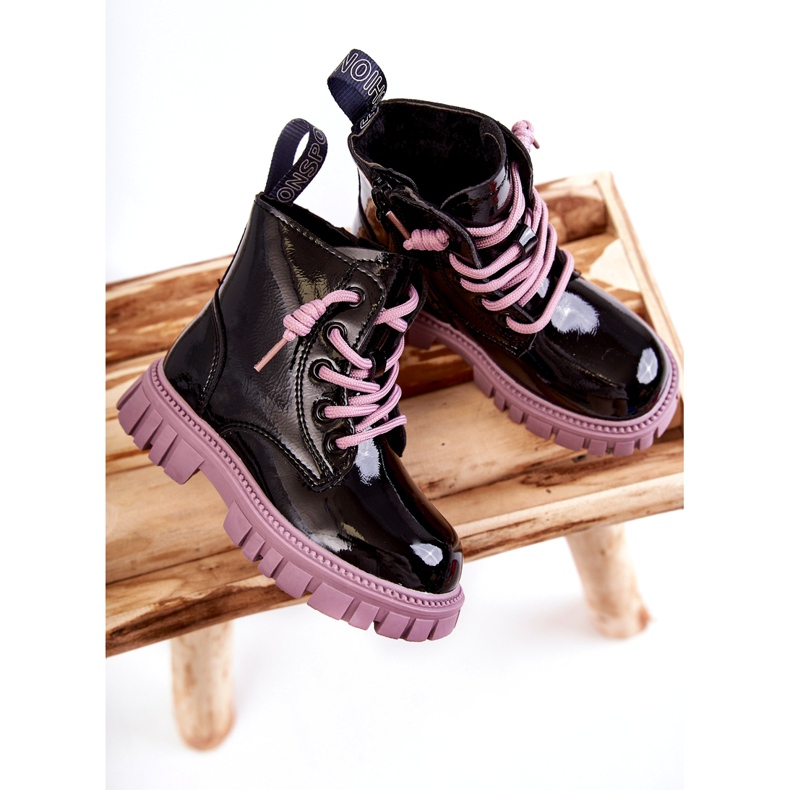 PA1 Bottines Heidi Warm Laquées Noires et Violettes 2