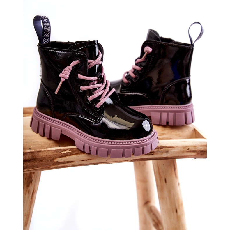 PA1 Bottines Heidi Warm Laquées Noires et Violettes 1