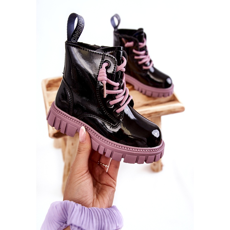 PA1 Bottines Heidi Warm Laquées Noires et Violettes 3
