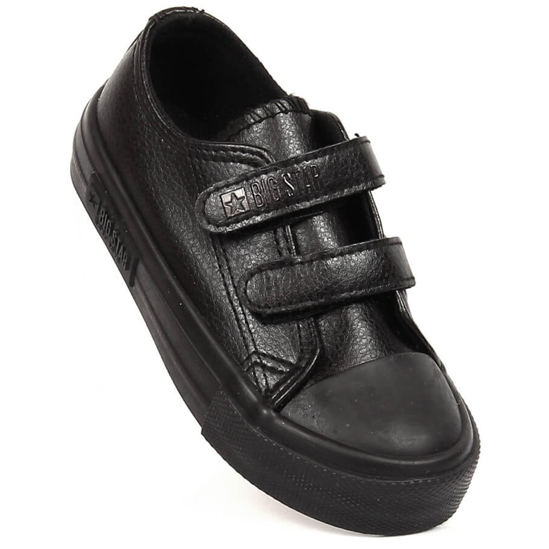 Baskets pour enfants en cuir écologique avec velcro noir Big Star KK374092 2