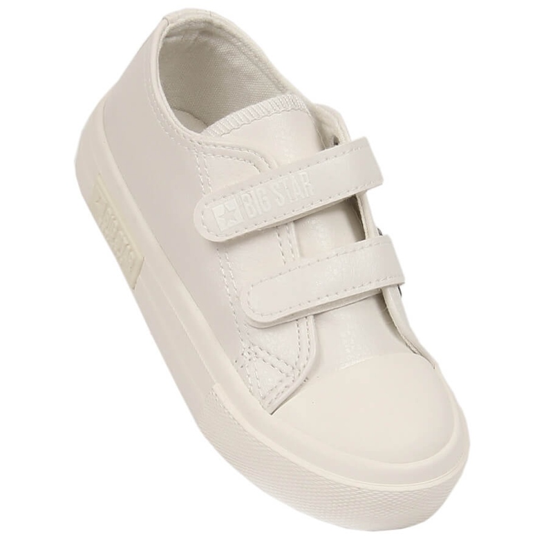 Baskets pour enfants en cuir écologique avec velcro blanc Big Star KK374093 1