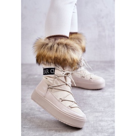 Bottes de neige à lacets beige des femmes 1