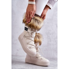 Bottes de neige à lacets beige des femmes 2
