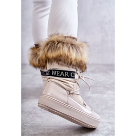 Bottes de neige à lacets beige des femmes 3