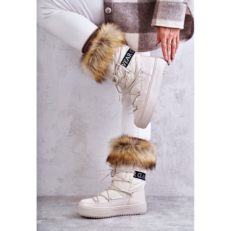 Bottes de neige à lacets beige des femmes 5