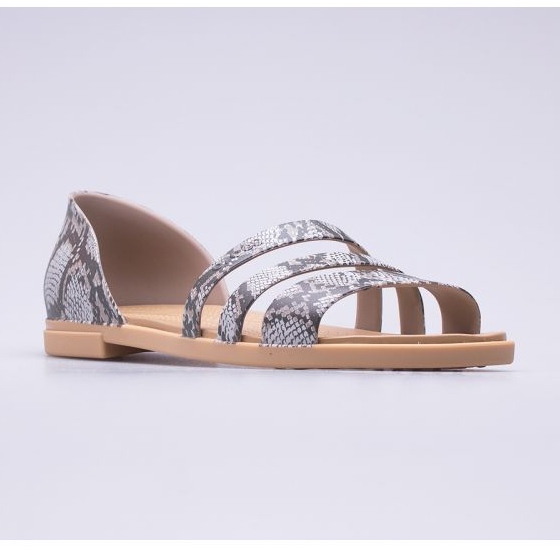 Crocs Tulum Sandales Plates Ouvertes Femme 206109-15W beige brun 1