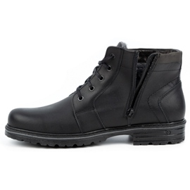 Polbut Bottes d'hiver en cuir pour hommes J34S Noir avec gris 1