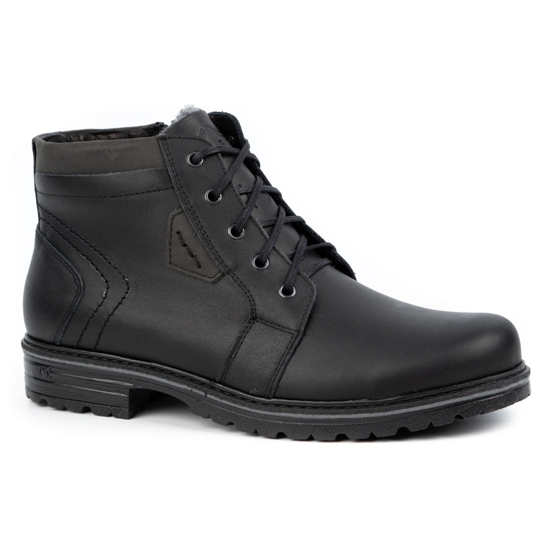 Polbut Bottes d'hiver en cuir pour hommes J34S Noir avec gris 2