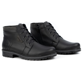 Polbut Bottes d'hiver en cuir pour hommes J34S Noir avec gris 3