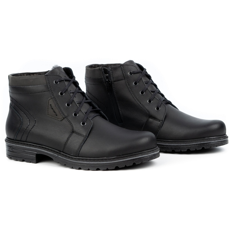Polbut Bottes d'hiver en cuir pour hommes J34S Noir avec gris 3