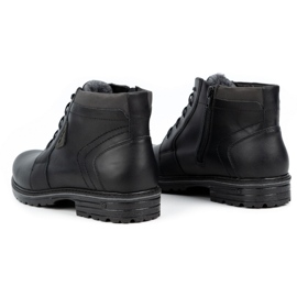 Polbut Bottes d'hiver en cuir pour hommes J34S Noir avec gris 5