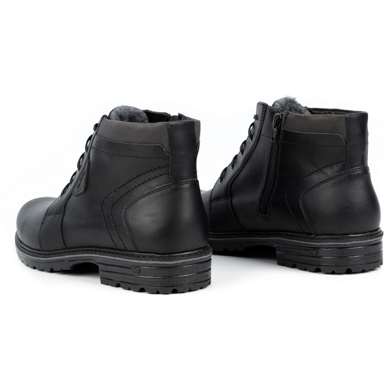 Polbut Bottes d'hiver en cuir pour hommes J34S Noir avec gris 5
