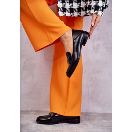 Vinceza Mocassins en cuir à la mode Black Trine noir 2