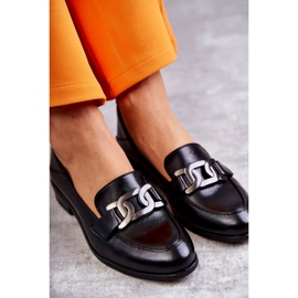 Vinceza Mocassins en cuir à la mode Black Trine le noir 3