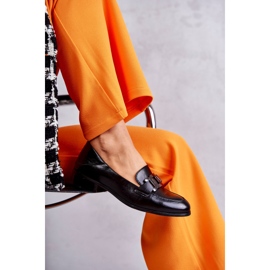 Vinceza Mocassins en cuir à la mode Black Trine noir 4