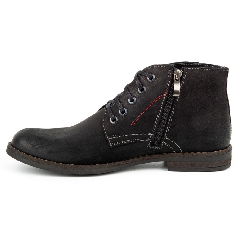 Kampol Bottes d'hiver en cuir pour hommes 103KAM noir le noir 1