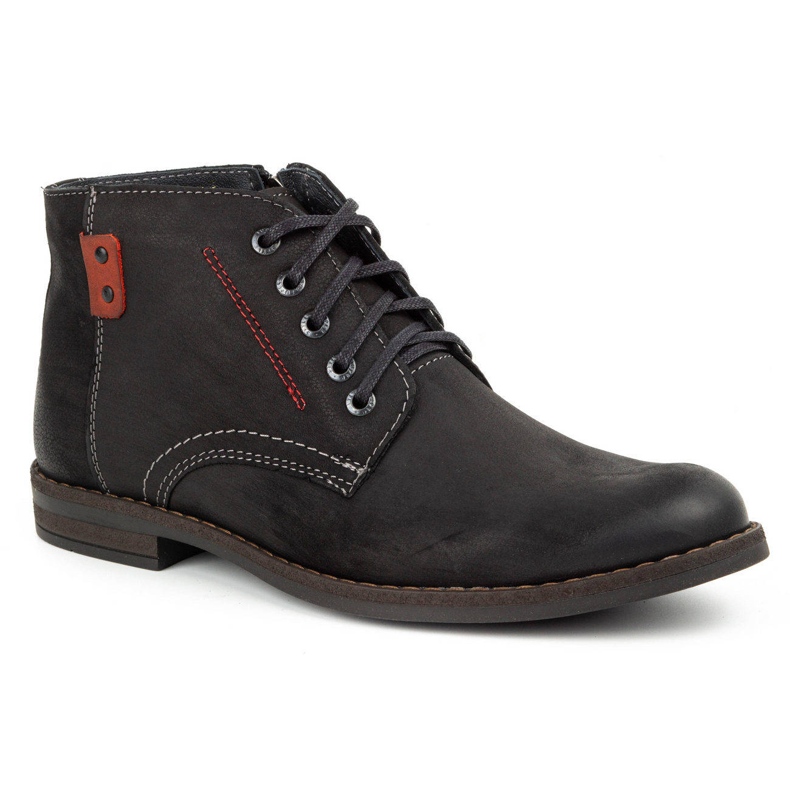 Kampol Bottes d'hiver en cuir pour hommes 103KAM noir 2