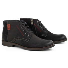 Kampol Bottes d'hiver en cuir pour hommes 103KAM noir 3
