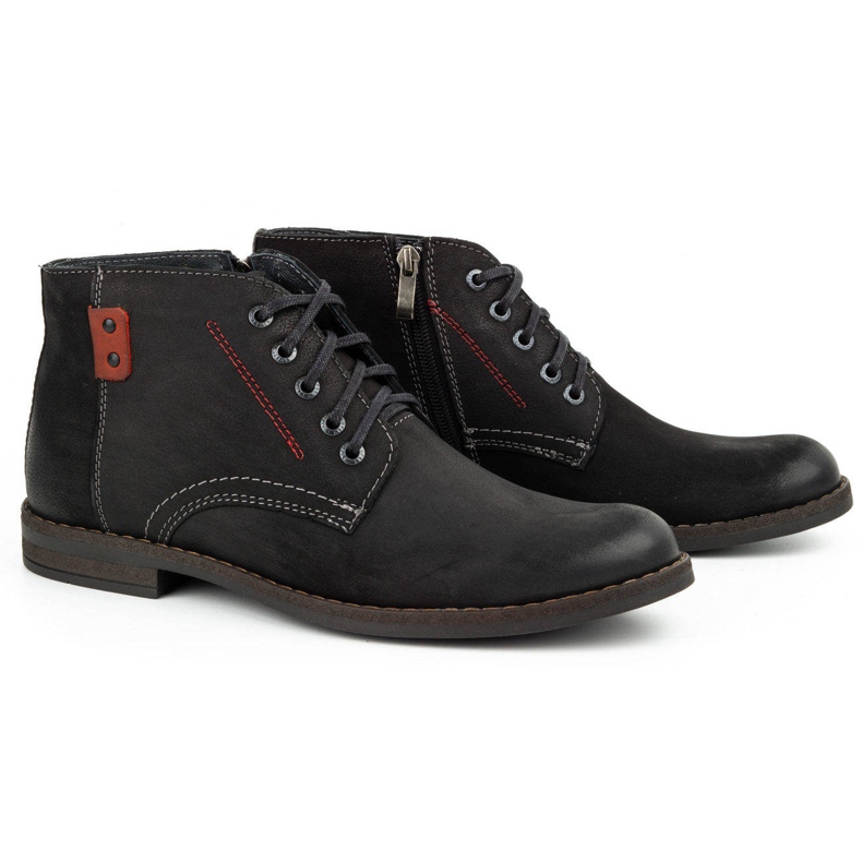 Kampol Bottes d'hiver en cuir pour hommes 103KAM noir le noir 3