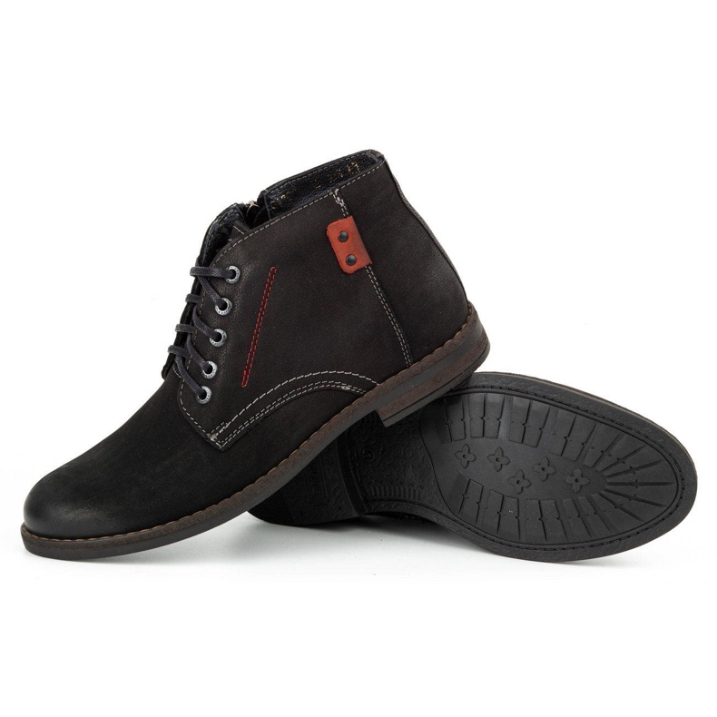 Kampol Bottes d'hiver en cuir pour hommes 103KAM noir 4