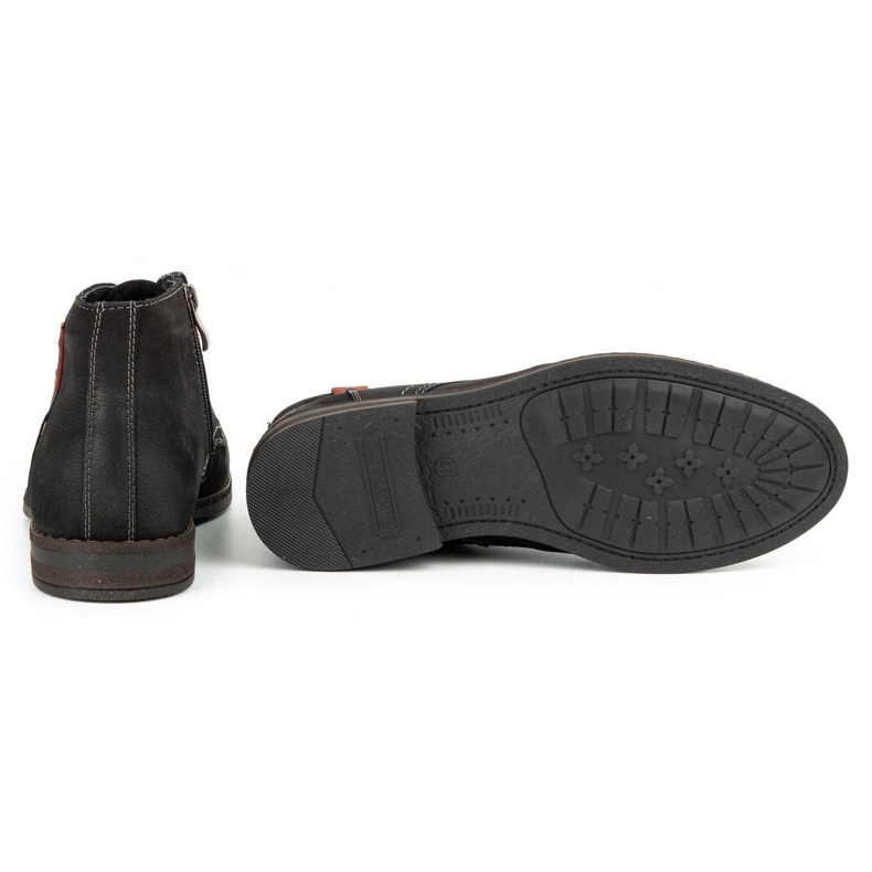 Kampol Bottes d'hiver en cuir pour hommes 103KAM noir le noir 5