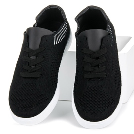 Ideal Shoes Baskets textiles femme le noir 2
