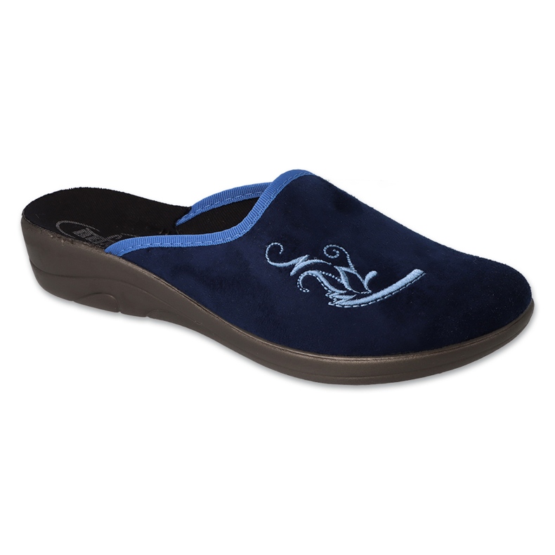 Befado chaussons femme en pu 552D016, bleu marine, avec broderie 2